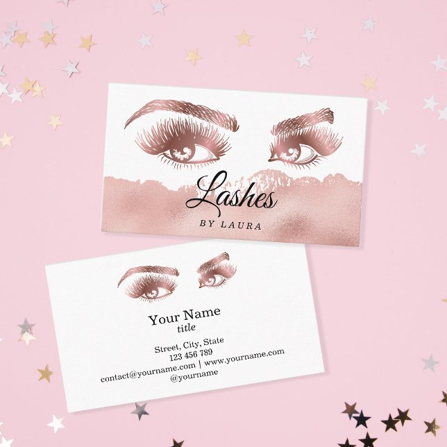 Tarjeta De Visita Rosa de artista de maquillaje de latigazos (Subido por el creador)