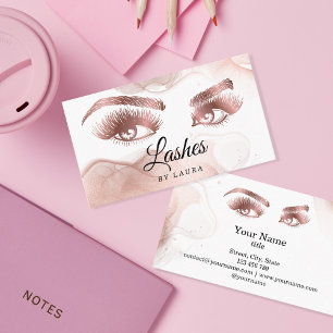 Tarjeta De Visita Rosa de artista de maquillaje de latigazos de oro