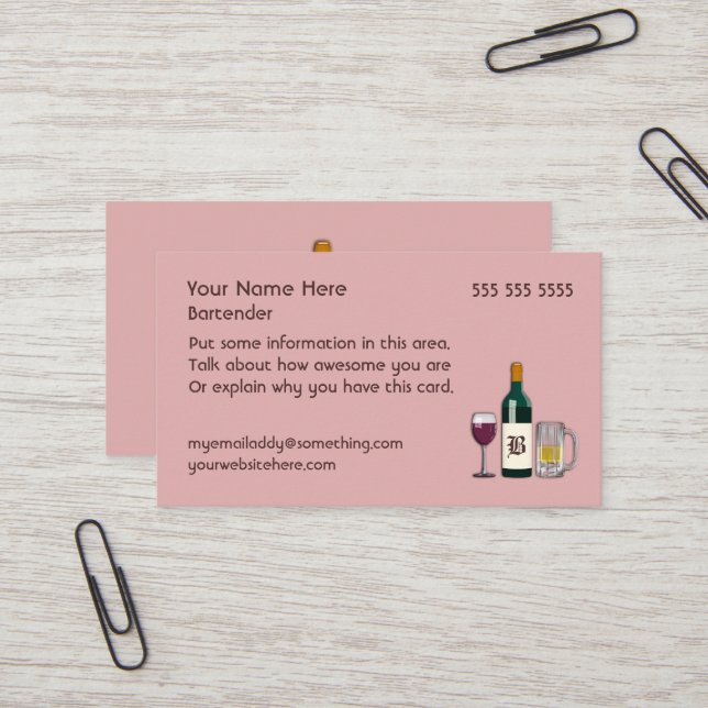 Tarjeta De Visita Rosa de barman (Anverso/Reverso In Situ)