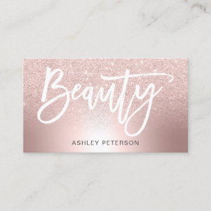 Tarjeta De Visita Rosa de belleza oro purpurina Relieve metalizado m