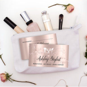 Tarjeta De Visita Rosa de Blogger con el logotipo del salón de belle