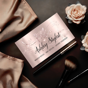 Tarjeta De Visita Rosa de Blogger con el logotipo del salón de belle