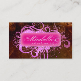 Tarjeta De Visita Rosa de Brown del balneario del salón del