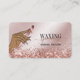 Tarjeta De Visita rosa de cera de oro mujer mano de técnico en negoc