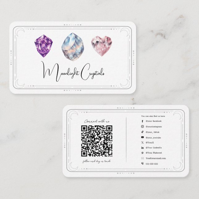 Tarjeta De Visita Rosa de cristales metafísicos Quartz Medios social (Anverso / Reverso)