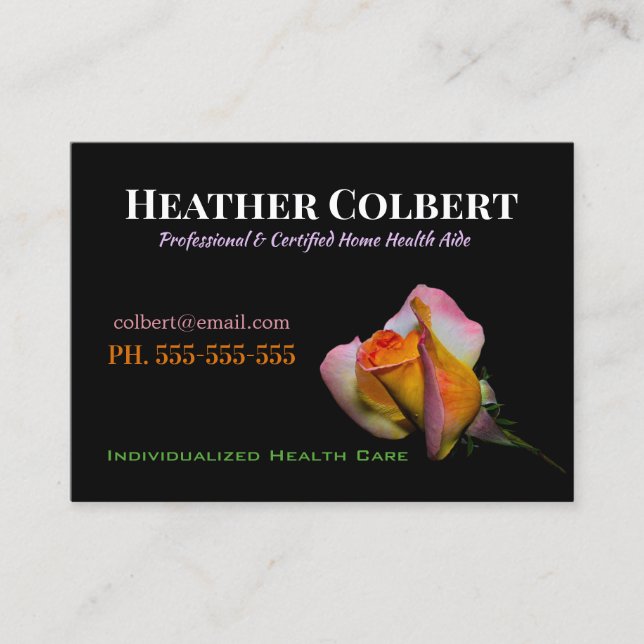 Tarjeta De Visita Rosa de Descanso Floral Elegante (Anverso)