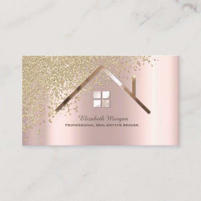 Tarjeta De Visita Rosa de diamantes de oro Agente inmobiliario de or (Anverso)