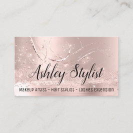 Tarjeta De Visita Rosa de Extensiones de Lash de Salones de Cabello