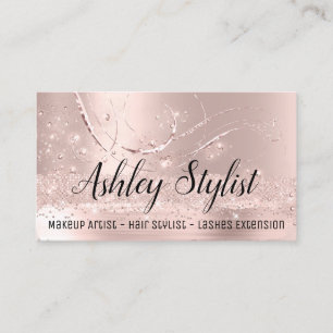 Tarjeta De Visita Rosa de Extensiones de Lash del Salón del Cabello