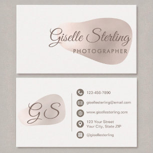 Tarjeta De Visita Rosa de fotografía Relieve metalizado dorado Rubor