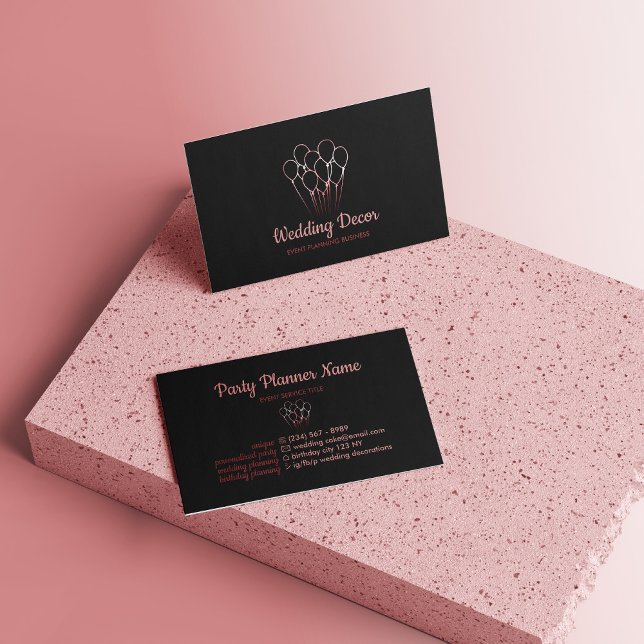 Tarjeta De Visita Rosa de globo estético de oro (Balloon Rose Gold Aesthetic Business Card)