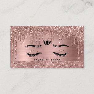 Tarjeta De Visita Rosa de goles de Purpurina de Moda dorada