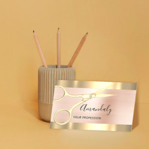 Tarjeta De Visita Rosa de Hairdresser Coiffeur Scissors