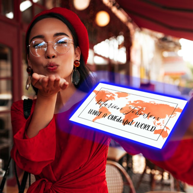 Tarjeta De Visita Rosa de la Agencia de Viajes CooperWhite (World Map Globe Map Travel Agency Rose CooperWhite Business Card)