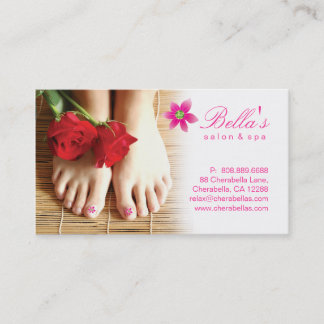 Tarjeta De Visita Rosa de la flor del Pedicure del balneario del