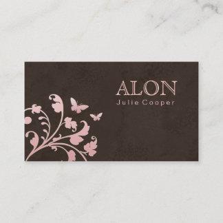 Tarjeta De Visita Rosa de la mariposa del salón de pelo de la