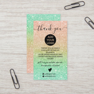 Tarjeta De Visita Rosa de la menta de oro purpurina chispas orden gr