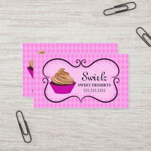 Tarjeta De Visita Rosa de la panadería de la magdalena