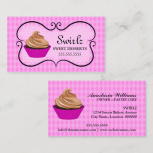 Tarjeta De Visita Rosa de la panadería de la magdalena
