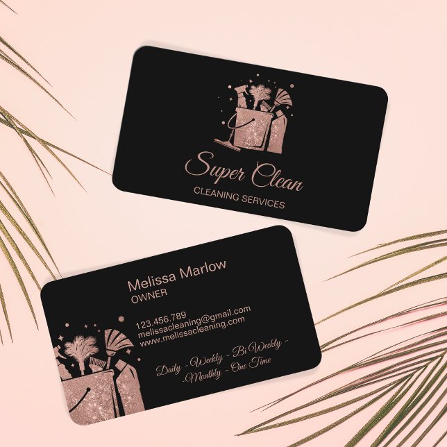 Tarjeta De Visita Rosa de limpieza de casa profesional Purpurina de (Subido por el creador)