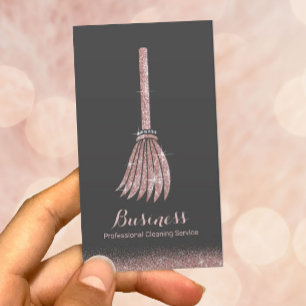 Tarjeta De Visita Rosa de limpieza de empleadas domésticas Purpurina