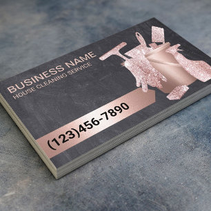 Tarjeta De Visita Rosa de limpieza de la casa profesional