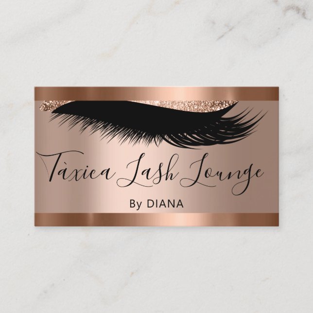 Tarjeta De Visita Rosa de logotipo de Eyelash para maquillaje profes (Anverso)