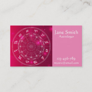 Tarjeta De Visita Rosa de los servicios a empresas de la astrología