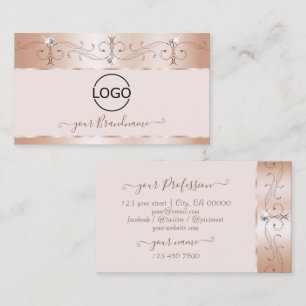 Tarjeta De Visita Rosa de lujo Coral Ornate Sparkle Diamonds Añadir 