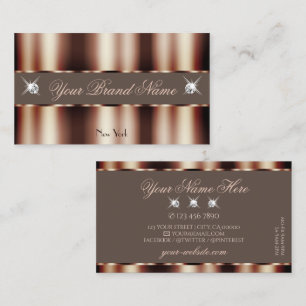 Tarjeta De Visita Rosa de lujo dorado marrón espuma diamantes glamor
