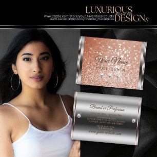 Tarjeta De Visita Rosa de lujo dorado Purpurina Diamantes de imitaci