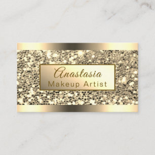 Tarjeta De Visita Rosa de lujo Gold Chunky Purpurina Makeup Artista