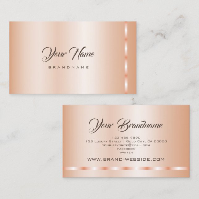 Tarjeta De Visita Rosa de lujo Gold Effect Template Profesional (Anverso / Reverso)