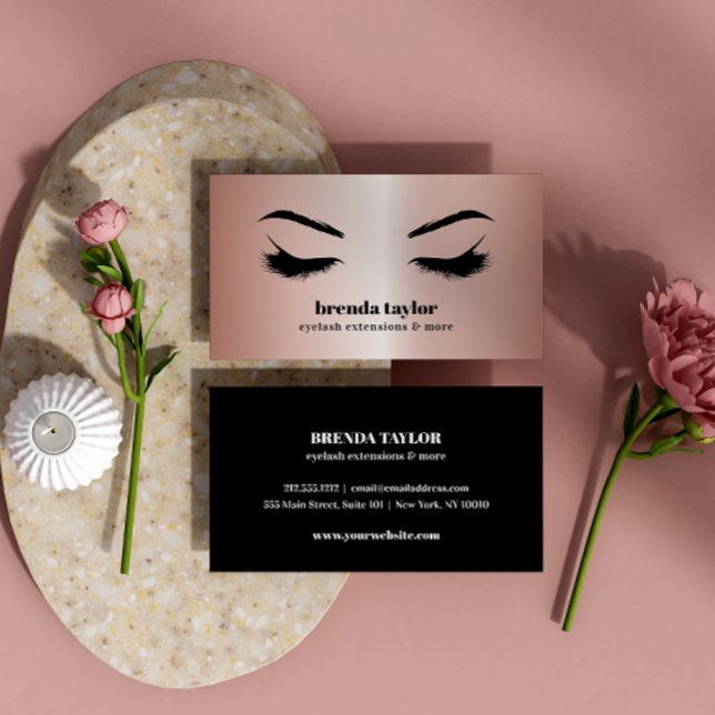 Tarjeta De Visita Rosa de lujo Gold Eyelash Brow bar profesional (Subido por el creador)