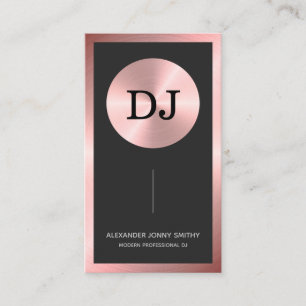 Tarjeta De Visita Rosa de lujo Gold Faux Monogram DJ