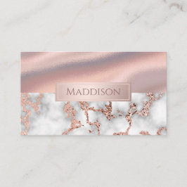 Tarjeta De Visita Rosa de lujo Gold Marble Shimmer Relieve metalizad