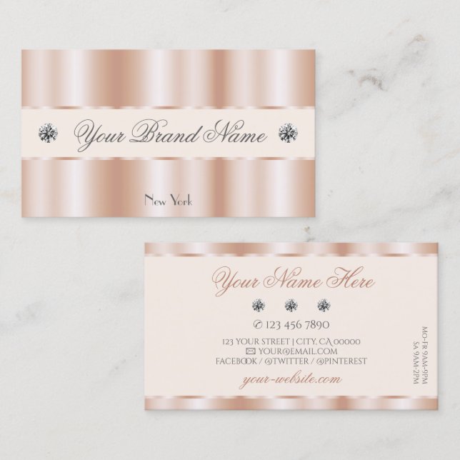 Tarjeta De Visita Rosa de lujo Gold Sparkle Jewels Elegante Glam de  (Anverso / Reverso)