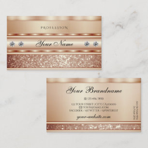 Tarjeta De Visita Rosa de lujo Gold Sparkle Purpurina Diamonds Elega
