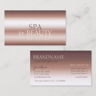 Tarjeta De Visita Rosa de lujo Gold Stylish Mirror Font Professional