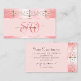 Tarjeta De Visita Rosa de lujo Ornate Pink Sparkling Jewels Iniciale