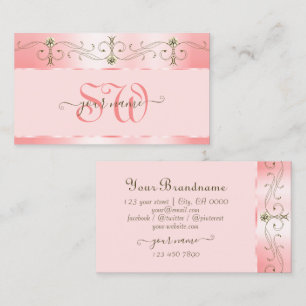 Tarjeta De Visita Rosa de lujo Ornate Pink Sparkling Jewels Iniciale