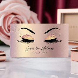 Tarjeta De Visita Rosa de lujo Oro Artista de maquillaje Eyelash