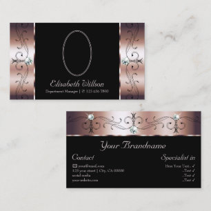 Tarjeta De Visita Rosa de lujo oro Joyas de contrabando negro con fo