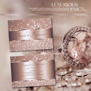 Tarjeta De Visita Rosa de lujo Purpurina de oro Estrellas esparkling