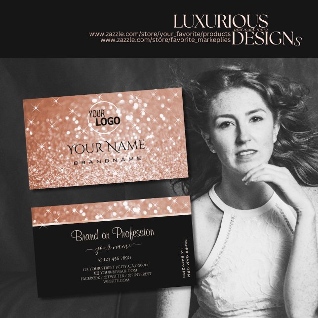 Tarjeta De Visita Rosa de lujo Purpurina de oro Luminous Stars add L (Subido por el creador)