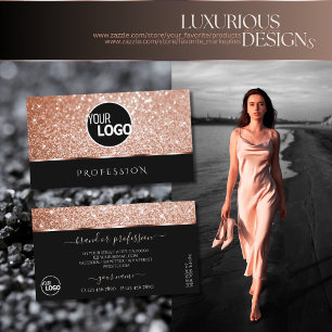 Tarjeta De Visita Rosa de lujo Purpurina de oro Sparkle Stars Black 