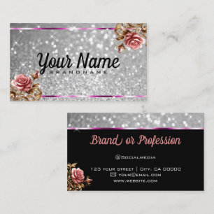 Tarjeta De Visita Rosa de lujo Purpurina Luminoso Estrellas Moda