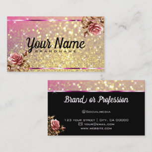 Tarjeta De Visita Rosa de lujo Purpurina Luminoso Estrellas Moda