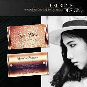Tarjeta De Visita Rosa de lujo Purpurinas de oro Luminosas Estrellas