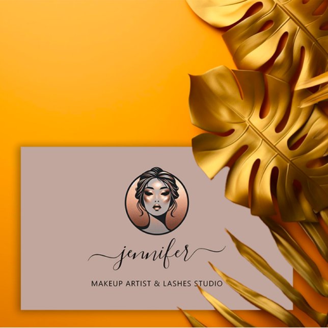 Tarjeta De Visita Rosa de maquillaje artista Personalizado Logotipos (Rose Makeup Artist Custom Logo Lashes QR Oriental Business Card)